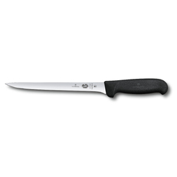 Нож филейный VICTORINOX Fibrox с гибким изогнутым лезвием 20 см, чёрный для нанесения логотипа