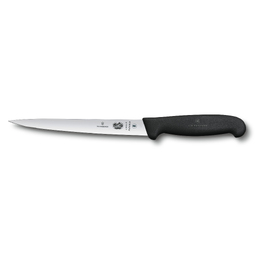 Нож филейный для рыбы VICTORINOX Fibrox с супер-гибким лезвием 18 см, чёрный для нанесения логотипа