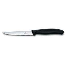 Нож для стейка и пиццы VICTORINOX SwissClassic, 11 см, с волнистой кромкой, чёрный для нанесения логотипа
