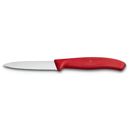 Нож для овощей VICTORINOX SwissClassic, лезвие 8 см с волнистой кромкой, красный