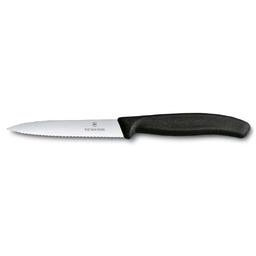 Нож для овощей VICTORINOX SwissClassic, лезвие 10 см с волнистой кромкой, чёрный для нанесения логотипа