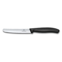 Нож столовый VICTORINOX SwissClassic, прямое лезвие 11 см с закруглённым кончиком, чёрный для нанесения логотипа