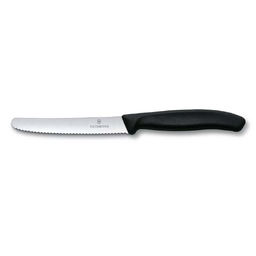 Нож столовый VICTORINOX SwissClassic, лезвие 11 см с волнистой кромкой, чёрный для нанесения логотипа