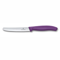 Нож столовый VICTORINOX Швейцарская классика | Swiss Classic, лезвие 11 см с волнистой кромкой, фиолетовый для нанесения логотипа