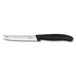 Нож для сыра и колбасы VICTORINOX SwissClassic, лезвие 11 см с волнистой кромкой, чёрный для нанесения логотипа