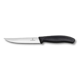 Нож для стейка и пиццы VICTORINOX SwissClassic "Gourmet", 12 см, с волнистой кромкой, чёрный для нанесения логотипа