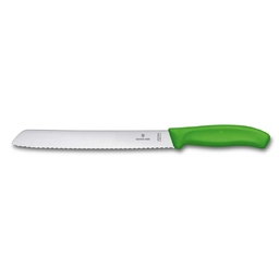 Нож для хлеба VICTORINOX SwissClassic, лезвие 21 см с волнистой кромкой, зелёный, в блистере для нанесения логотипа