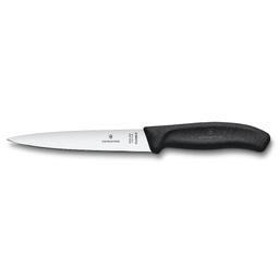 Нож филейный VICTORINOX SwissClassic с гибким прямым лезвием 16 см, чёрный для нанесения логотипа