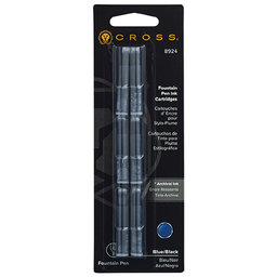 Картридж Cross для перьевой ручки, синий/черный (6шт); блистер для нанесения логотипа