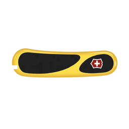 Передняя накладка для ножей VICTORINOX 85 мм, пластиковая, жёлто-чёрная для нанесения логотипа