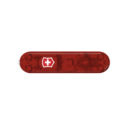 Передняя накладка для ножей VICTORINOX SwissLite 58 мм, пластиковая, полупрозрачная красная для нанесения логотипа