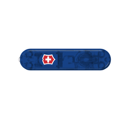 Передняя накладка для ножей VICTORINOX SwissLite 58 мм, пластиковая, полупрозрачная синяя для нанесения логотипа