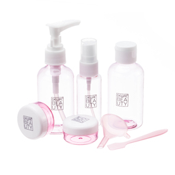 Дорожный набор баночек для путешествий Dewal Beauty, розовый, 7пр. для нанесения логотипа