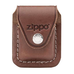 Чехол Zippo для зажигалки, кожа, с металлическим фиксатором на ремень, коричневый, 57х30x75 мм для нанесения логотипа