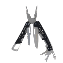 Мультитул Stinger, 105x40 мм, 12 функций, сталь, чёрно-серебристый, в комплекте нейлоновый чехол для нанесения логотипа