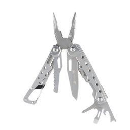 Мультитул Stinger, 105x40 мм, 12 функций, сталь, серебристый, в комплекте нейлоновый чехол для нанесения логотипа