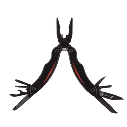 Мультитул Stinger, 105x50 мм, 9 функций, сталь/пластик, чёрно-красный, в комплекте нейлоновый чехол для нанесения логотипа