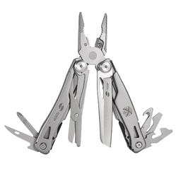Мультитул Stinger, 106 мм, 15 функций, сталь, серебристый, в картонной коробке, в комплекте нейлоновый чехол для нанесения логотипа