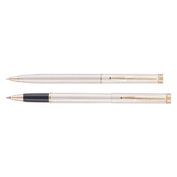 Набор Pierre Cardin коллекция «ПАРА | PEN&PEN» : ручка шариковая + роллер. Цвет - серебристо-бежевый. Упаковка Е. для нанесения логотипа