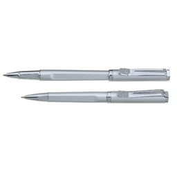 Набор Pierre Cardin коллекция «ПАРА | PEN&PEN» : ручка шариковая + роллер. Цвет - серебристый. Упаковка Е. для нанесения логотипа