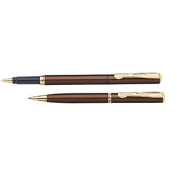 Набор Pierre Cardin коллекция «ПАРА | PEN&PEN»: ручка шариковая + роллер. Цвет - коричневый. Упаковка Е или E-1 для нанесения логотипа