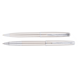 Набор Pierre Cardin коллекция «ПАРА | PEN&PEN» : ручка шариковая + роллер. Цвет - серебристый. Упаковка Е. для нанесения логотипа