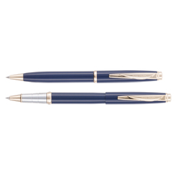 Набор Pierre Cardin коллекция «ПАРА | PEN&PEN» : ручка шариковая + роллер. Цвет - синий. Упаковка Е. для нанесения логотипа