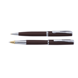 Набор Pierre Cardin коллекция «ПАРА | PEN&PEN»: ручка шариковая + роллер. Цвет - коричневый матовый. Упаковка Е. для нанесения логотипа