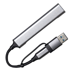 USB-хаб BRANCH 4 в 1, серый, алюминий для нанесения логотипа