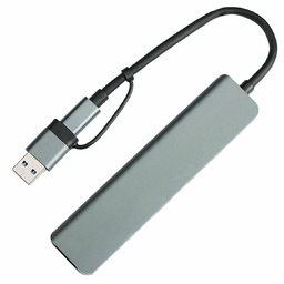 USB-хаб STEM 7 в 1, серый, алюминий для нанесения логотипа