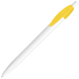 Ручка шариковая X-1 WHITE, белый/желтый непрозрачный клип, пластик для нанесения логотипа