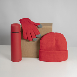 Набор подарочный GET WARM: перчатки, шапка, термос; красный для нанесения логотипа