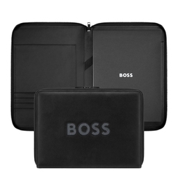 Папка для конференций на молнии A4 BOSS CUT OUT черная и серая для нанесения логотипа