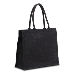 Сумка-шоппер из джута Nice Shopper, черная для нанесения логотипа