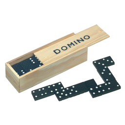 Классическая игра в домино DOMINO, цвет черный, дерево для нанесения логотипа