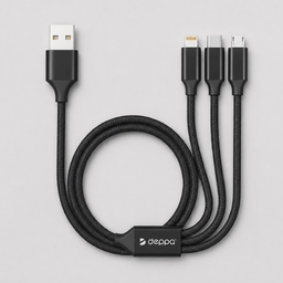 Дата-кабель 3 в 1: micro USB, USB-C, Ligthning, алюминий, 1.2м для нанесения логотипа