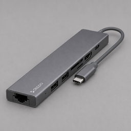 USB Type-C хаб 7-в-1, HDMI, Power Delivery, 2xUSB 3.0, RJ45, microSD/SD для нанесения логотипа
