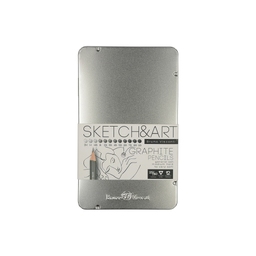 Набор из 12 чернографитовых карандашей «Sketch & Art» 2Н - 9В для нанесения логотипа