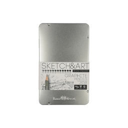 Набор из 12 чернографитовых карандашей «Sketch & Art» В - 14В для нанесения логотипа