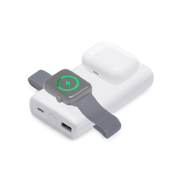 Внешний беспроводной аккумулятор 2-в-1 с функцией зарядки Apple Watch, QC/PD «AtomIQ», 10000 мАч для нанесения логотипа