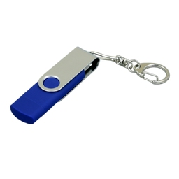 USB 2.0- флешка на 16 Гб с поворотным механизмом и дополнительным разъемом Micro USB для нанесения логотипа