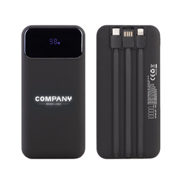 Зарядное (22.5W) устройство "Grade SOFTTOUCH" 10000 mAh с подсветкой логотипа, встроенными кабелями и цифровым индикатором заряда для нанесения логотипа
