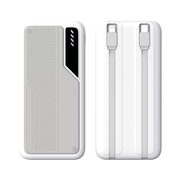 Зарядное устройство "Connect" 10000 mAh со встроенными Type-C/Lightning кабелями для нанесения логотипа