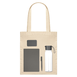 Подарочный набор Велком Пак (Welcome Pack), серый (бутылка, ежедневник, ручка, ЗУ, шоппер)