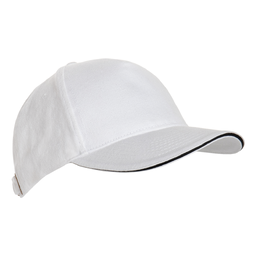 Бейсболка с кантом STAN 5 клиньев хлопок 280, 11K, Белый,  (10/1)  (56-58/ONE SIZE) для нанесения логотипа