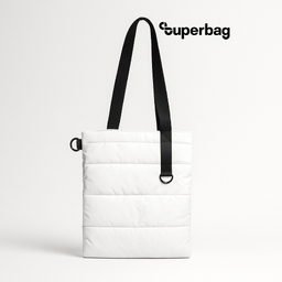 Шоппер Superbag Bubble, стёганый, с магнитной кнопкой (белый с черным)
