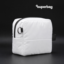 Несессер Superbag Bubble, стёганый, на молнии, с креплением на кольцо-карабин (белый) для нанесения логотипа