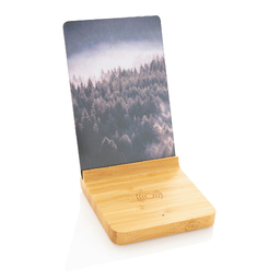 Док-станция для беспроводной зарядки с фоторамкой Bamboo, 5 Вт для нанесения логотипа