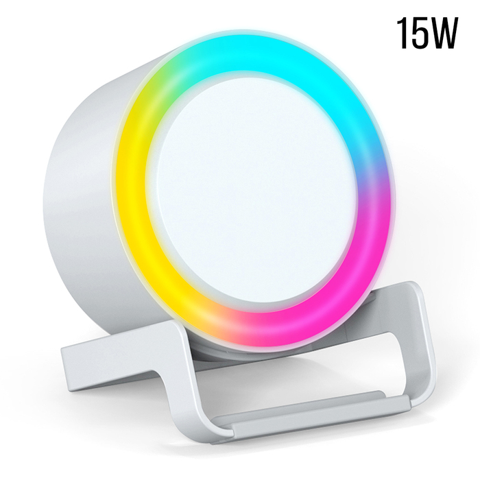 Беспроводная Bluetooth колонка U-Tone RGB c функцией беспроводной зарядки 15W, белый для нанесения логотипа
