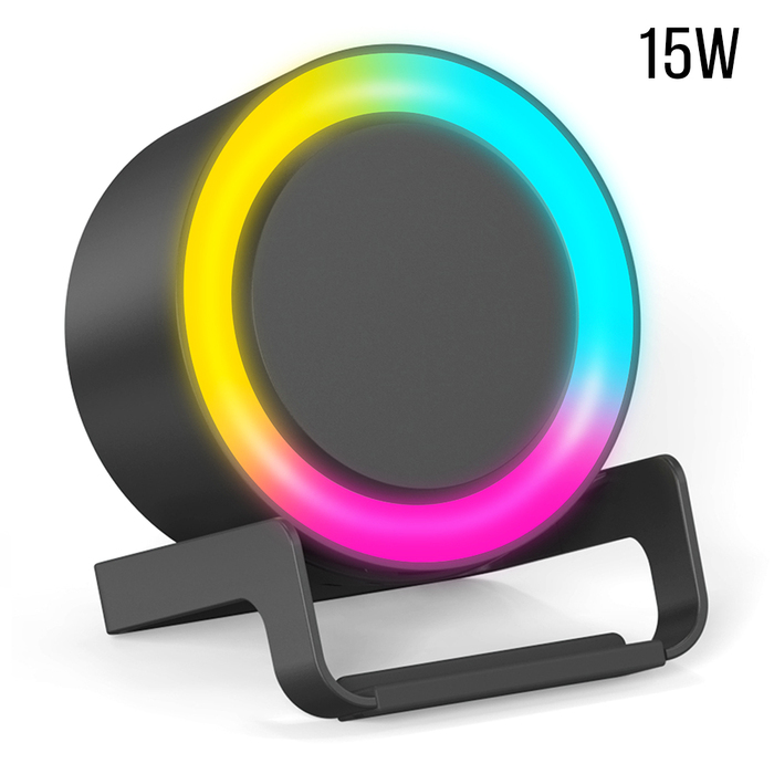 Беспроводная Bluetooth колонка U-Tone RGB c функцией беспроводной зарядки 15W, черный для нанесения логотипа